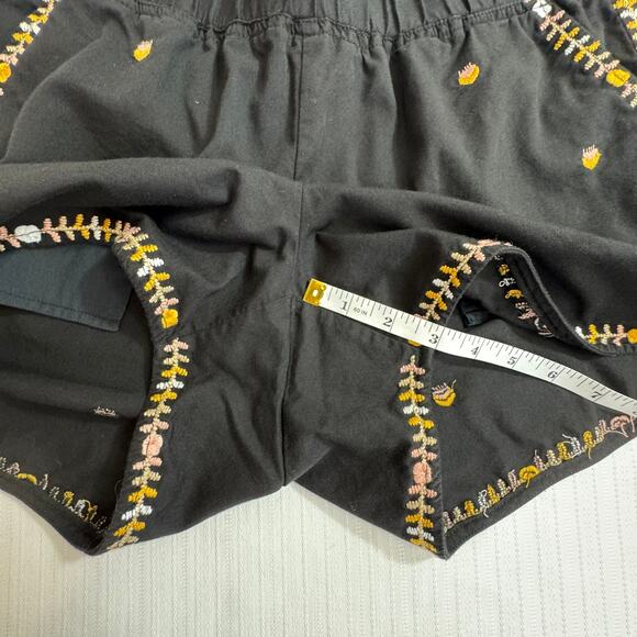 MADEWELL Shorts M Black Embroidered Pull-On Cotton Modal Blend Spring Casual - Picture 4 of 8